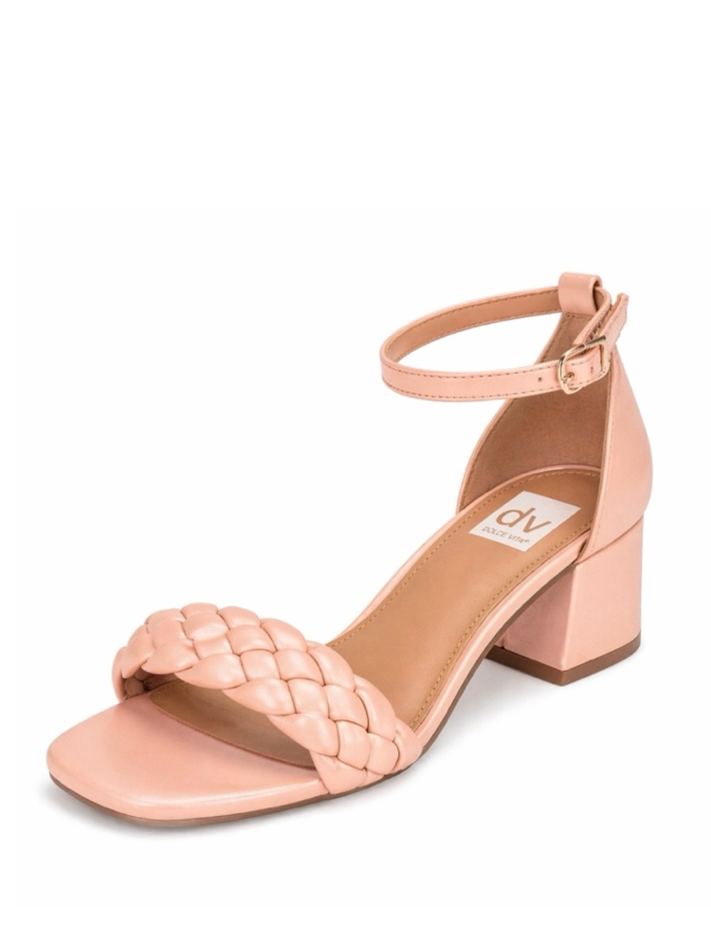 Dolce Vita Women's Pink Metallic Braided Block Heel Sandals
